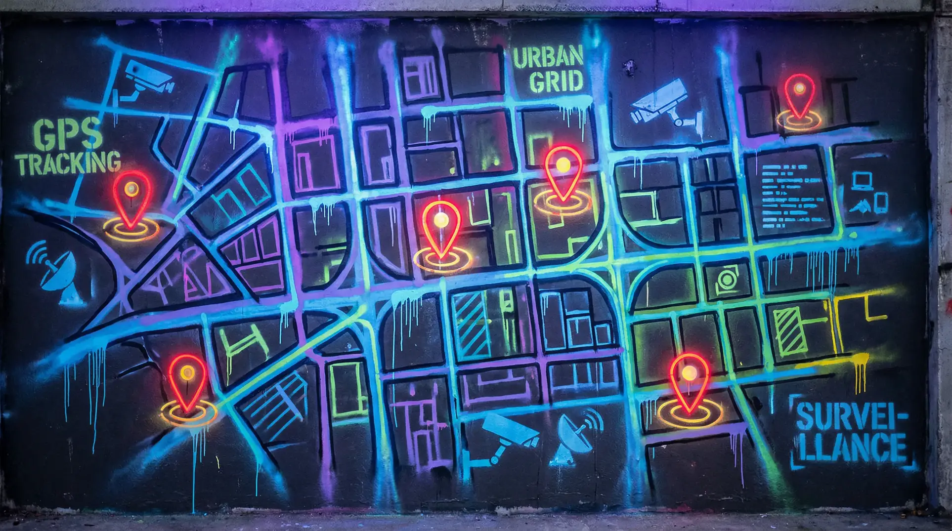 滴滴打车优惠 狗仔追踪地图 - 城市涂鸦风格